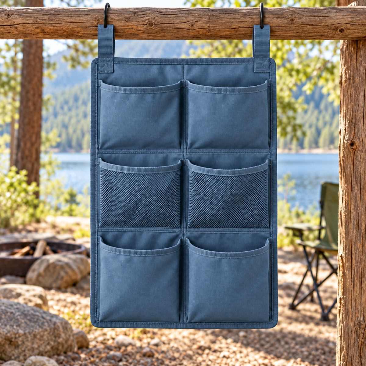 Six Pocket Hanging Camp Organizer