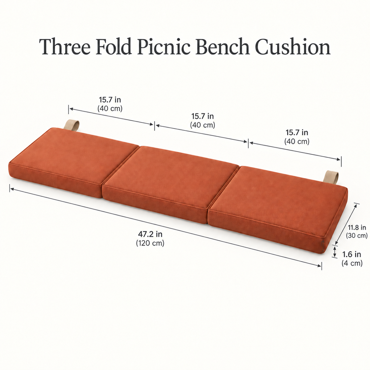 Three Fold Picnic Bench Cushion